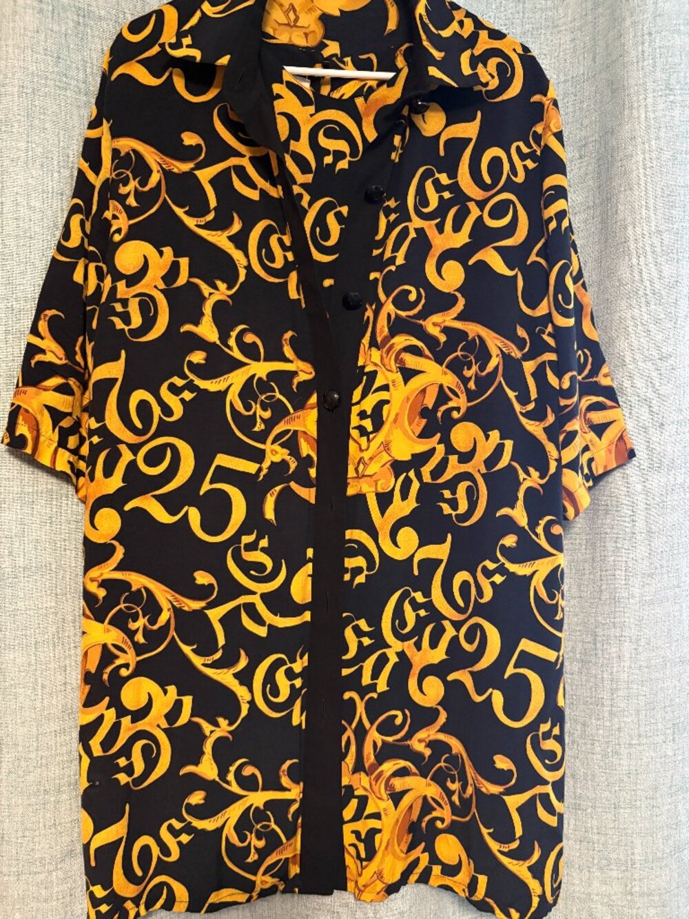 Fashion Top Set Opulent Black/Gold Baroque Print T-shirt and Blaser Size L